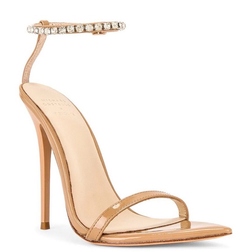 New Michael Costello X Revolve Selene Heeled Sandal Cream Nude Tan Heels 8.5